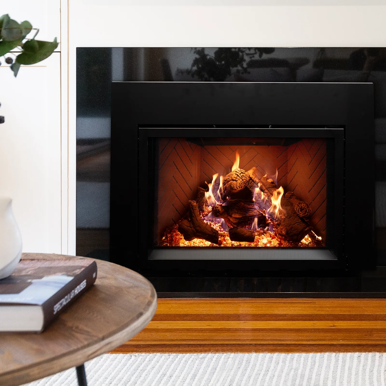 White Mountain Hearth (Empire) Rainier Premium Insert — Rainier Premium insert installed room view