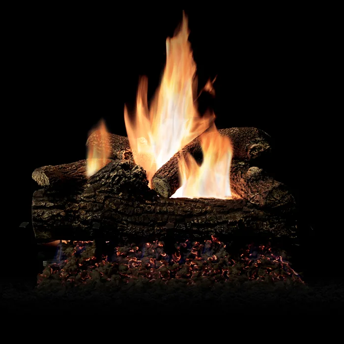 White Mountain Hearth (Empire) Sand Pan Double Burner — Sand Pan Double shown with compatible Great Lakes log set