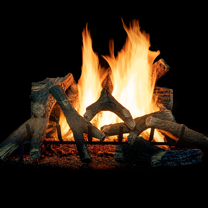 White Mountain Hearth (Empire) Sand Pan Single Burner — Sand Pan Single compatible Oak Tinder log set