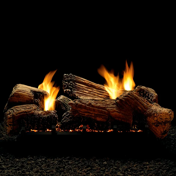 White Mountain Hearth (Empire) Slope Glaze Burner — Slope Glaze burner shown with an approved Empire log set