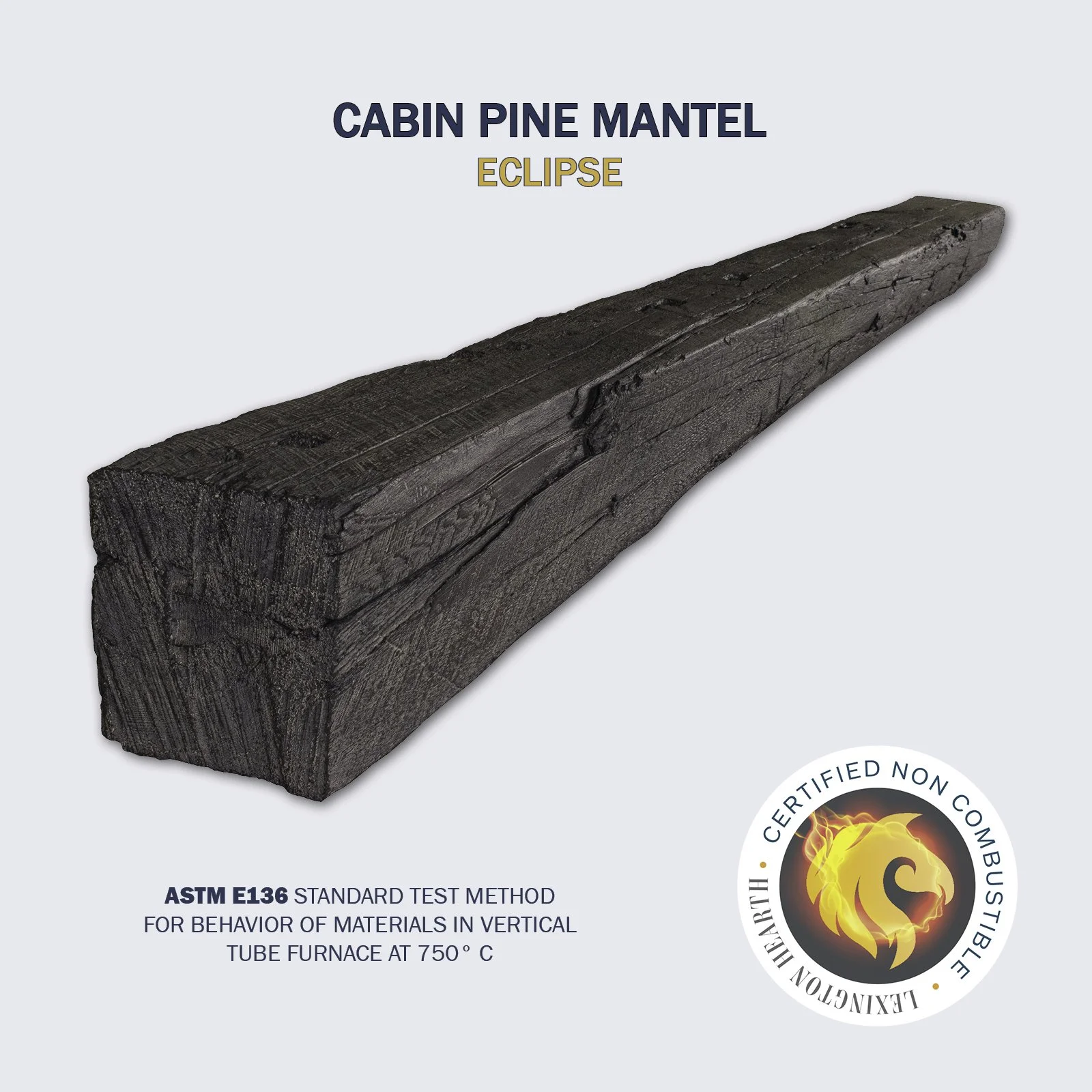 Lexington Hearth Cabin Pine Non-Combustible Mantel Shelf — Eclipse finish