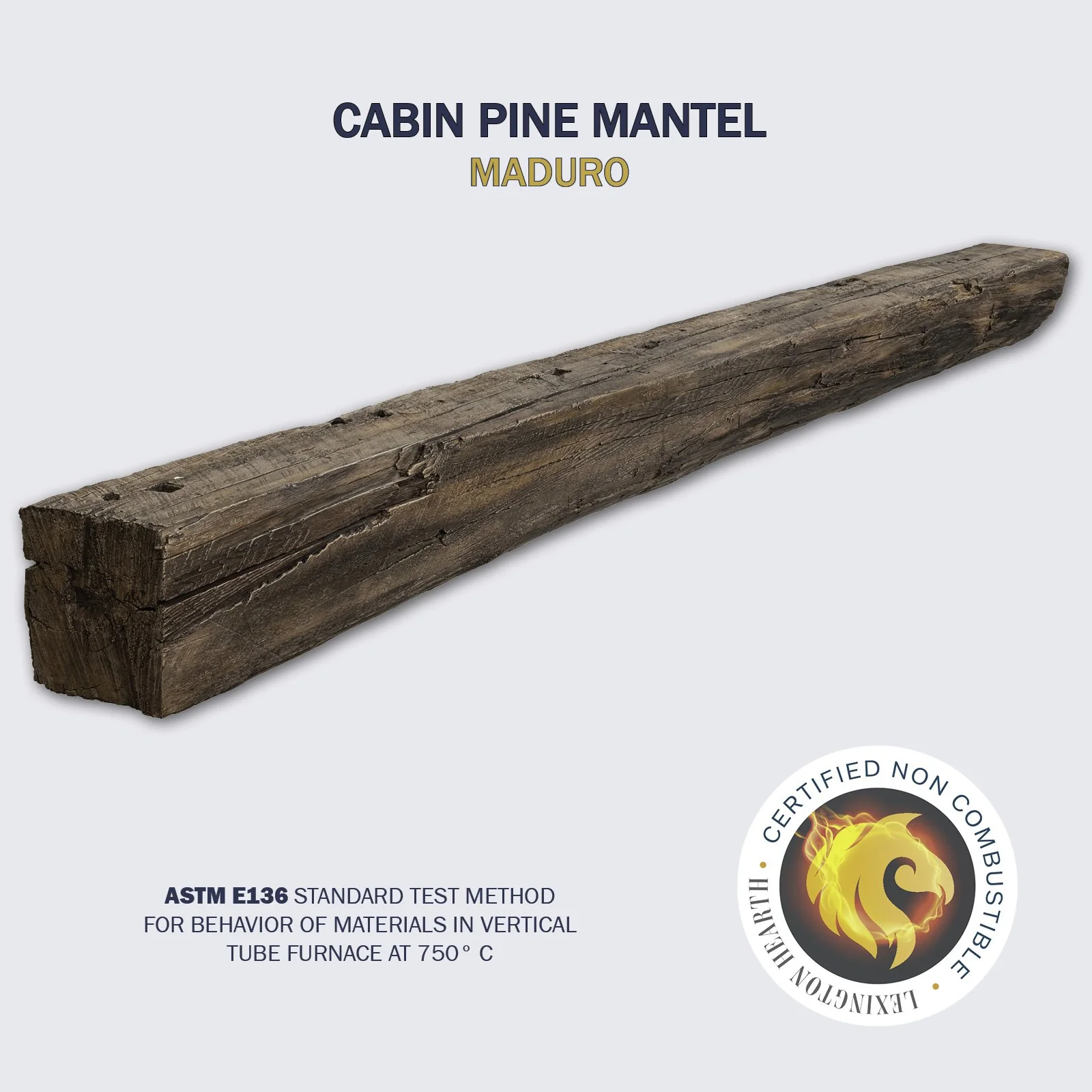 Lexington Hearth Cabin Pine Non-Combustible Mantel Shelf — Maduro finish