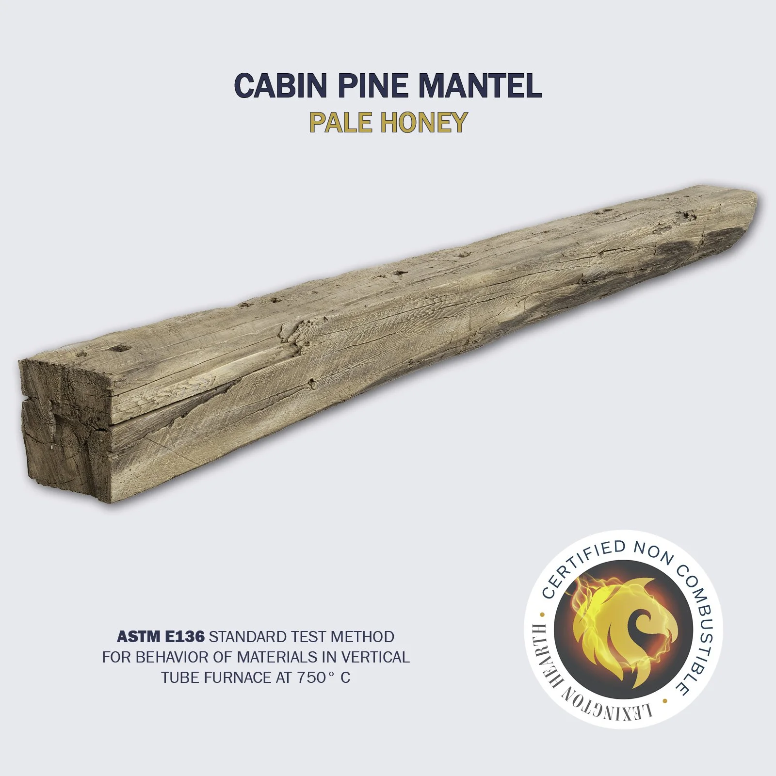 Lexington Hearth Cabin Pine Non-Combustible Mantel Shelf — Pale Honey finish