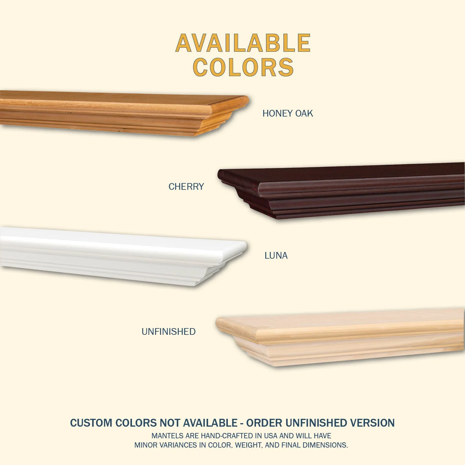 Lexington Hearth Cumberland Wood Mantel Shelf Kit — Available colors