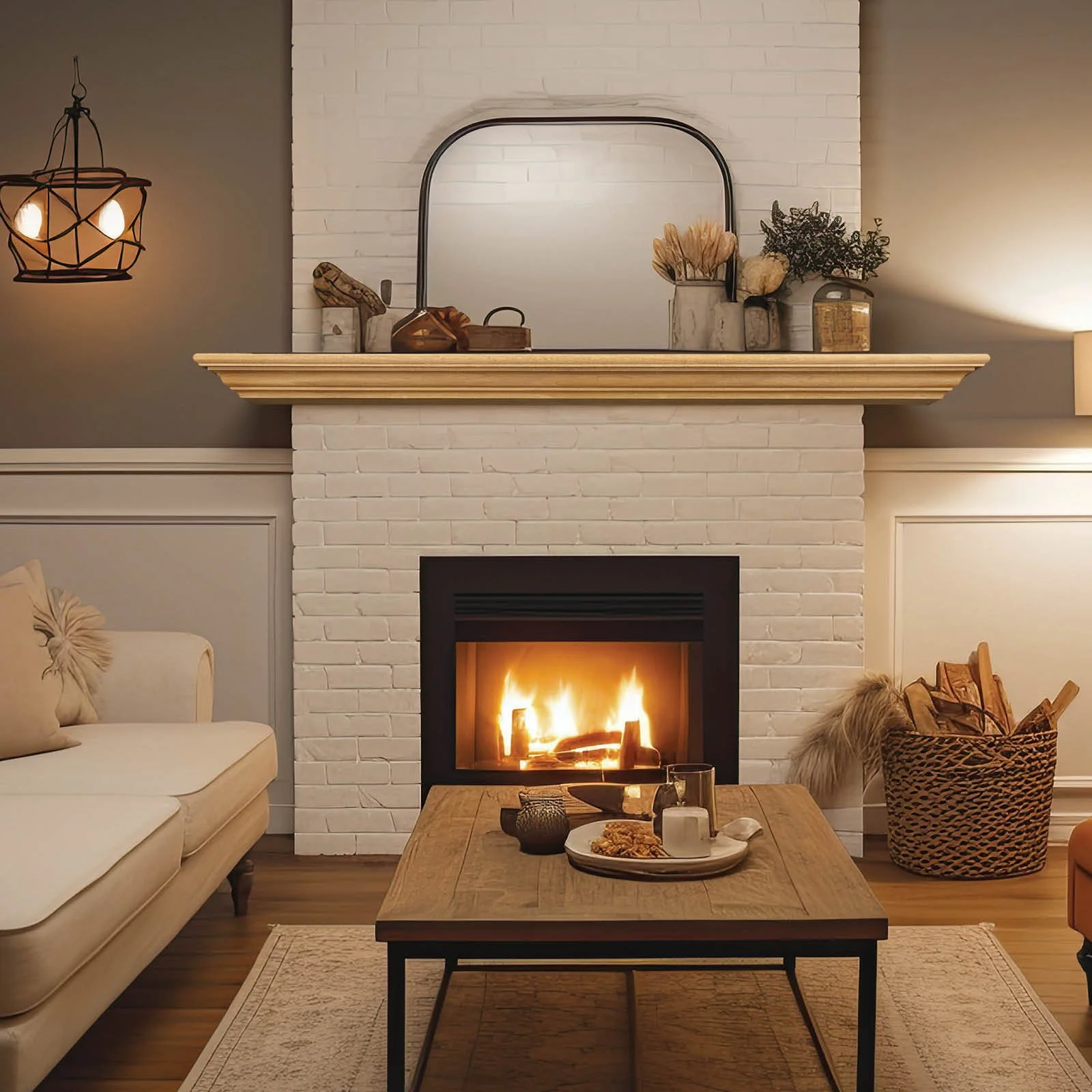 Lexington Hearth Cumberland Wood Mantel Shelf Kit — Installed lifestyle view