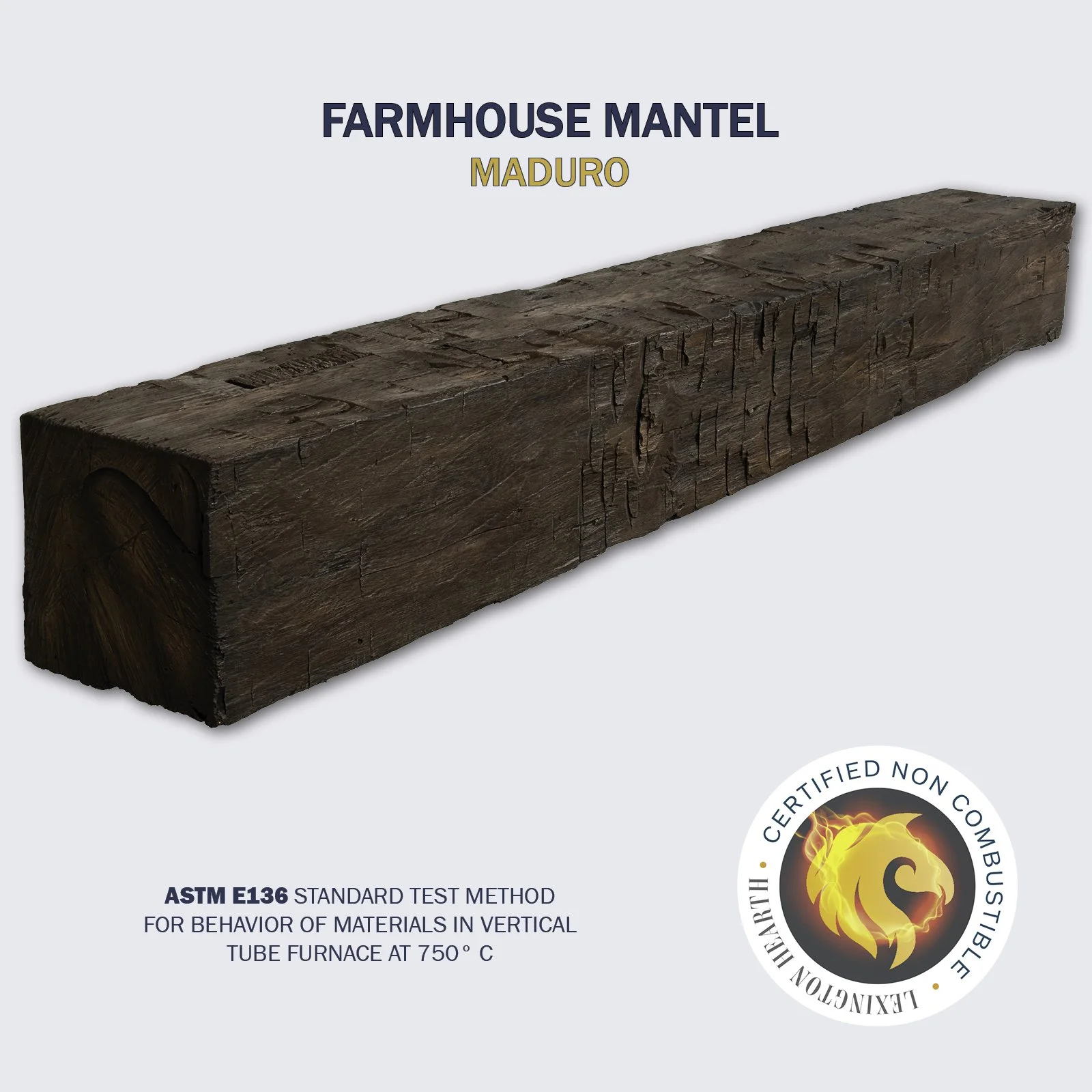 Lexington Hearth Farmhouse Non-Combustible Mantel — Maduro finish