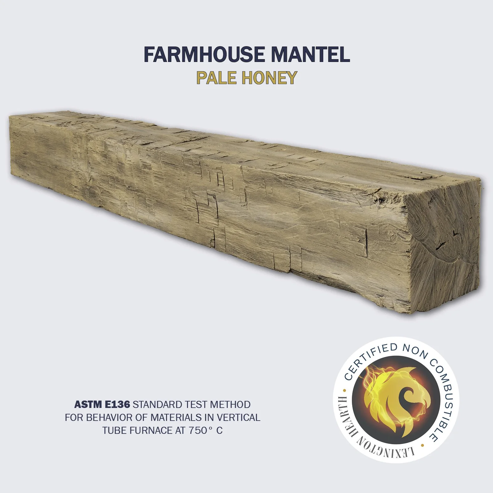 Lexington Hearth Farmhouse Non-Combustible Mantel — Pale Honey finish