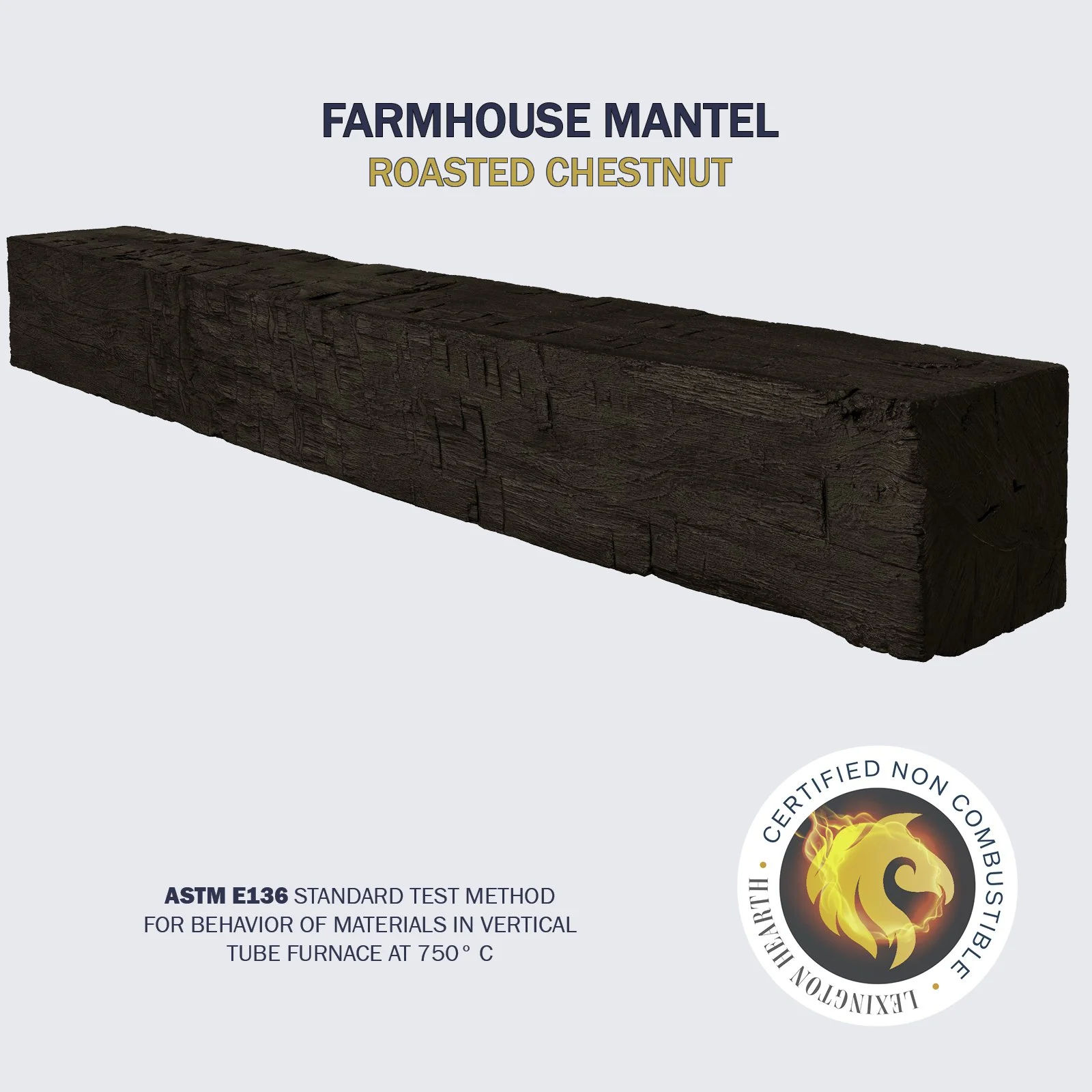 Lexington Hearth Farmhouse Non-Combustible Mantel — Roasted Chestnut finish