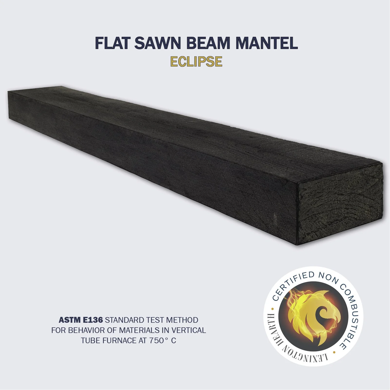 Lexington Hearth Flat Sawn Beam Non-Combustible Mantel — Eclipse finish