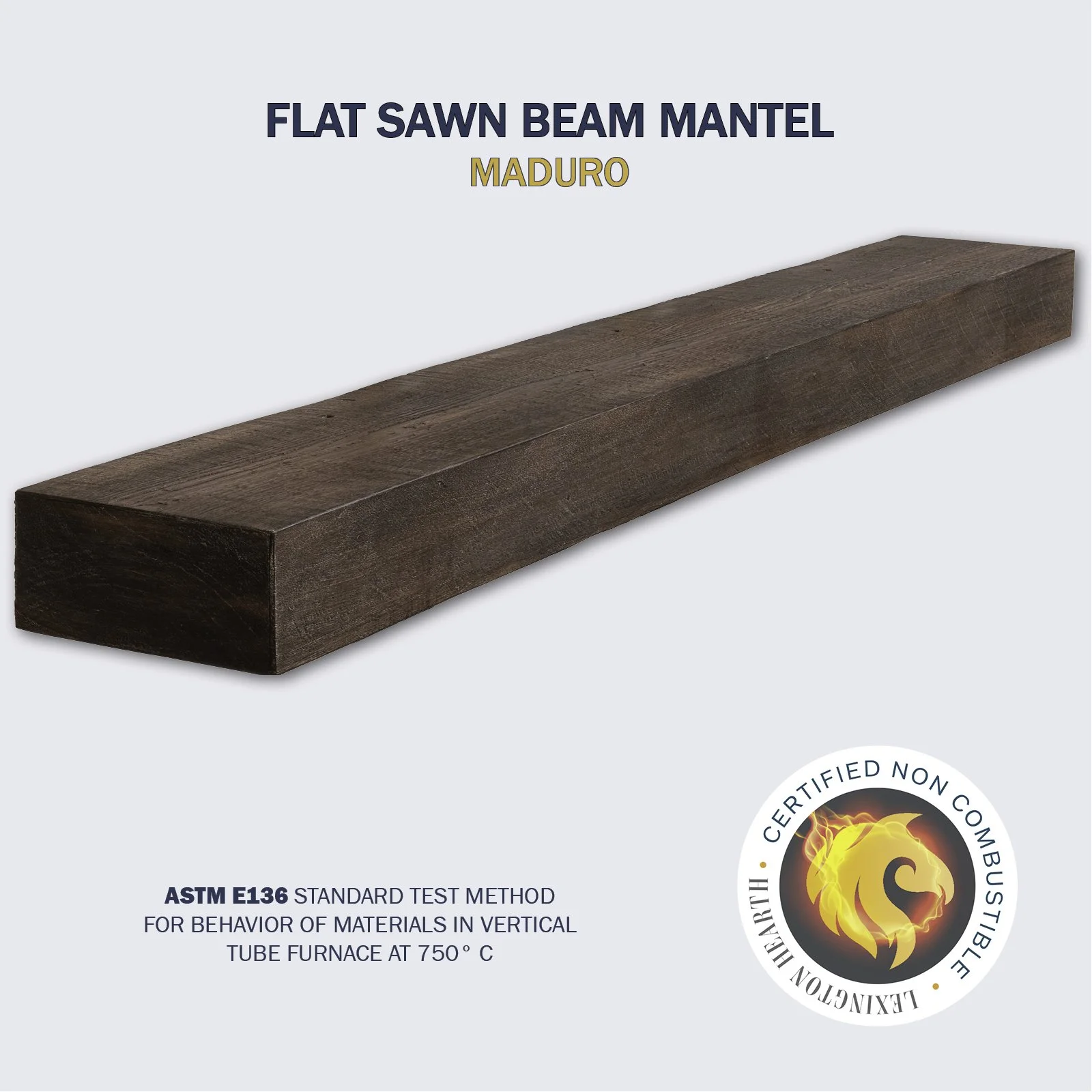 Lexington Hearth Flat Sawn Beam Non-Combustible Mantel — Maduro finish