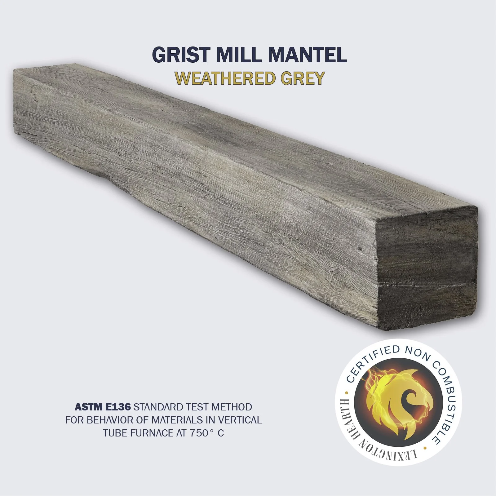 Lexington Hearth Grist Mill Non-Combustible Mantel — Weathered Grey finish