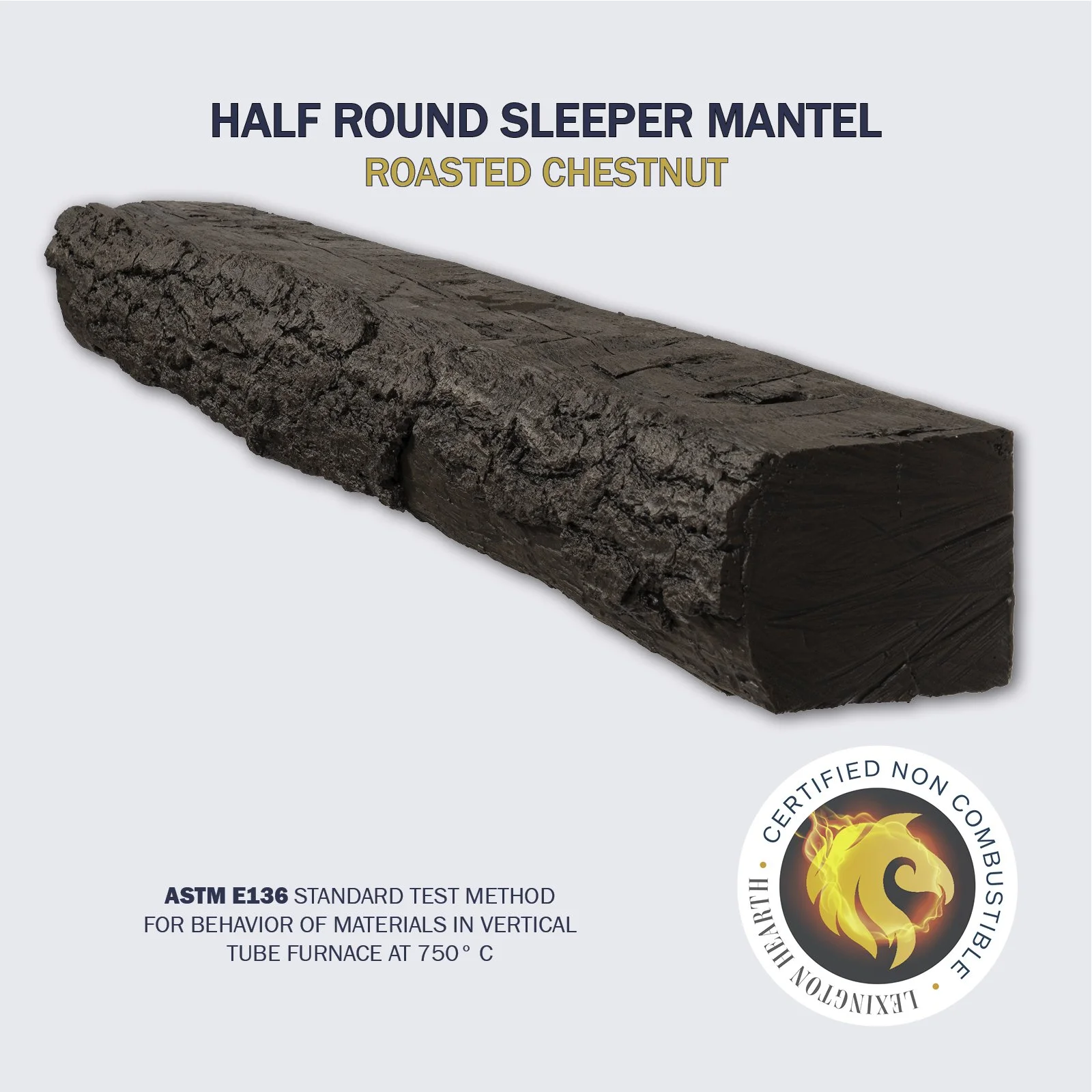 Lexington Hearth Half-Round Sleeper Non-Combustible Mantel — Roasted Chestnut finish
