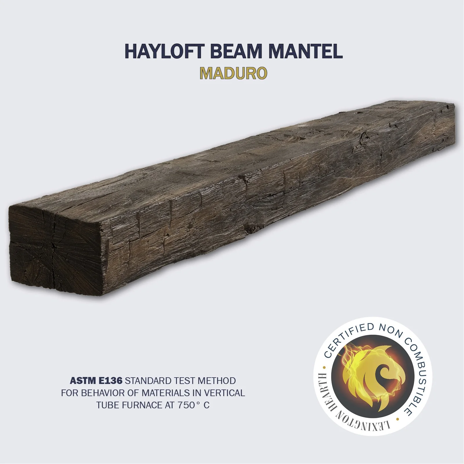 Lexington Hearth Hayloft Beam Non-Combustible Mantel — Maduro finish