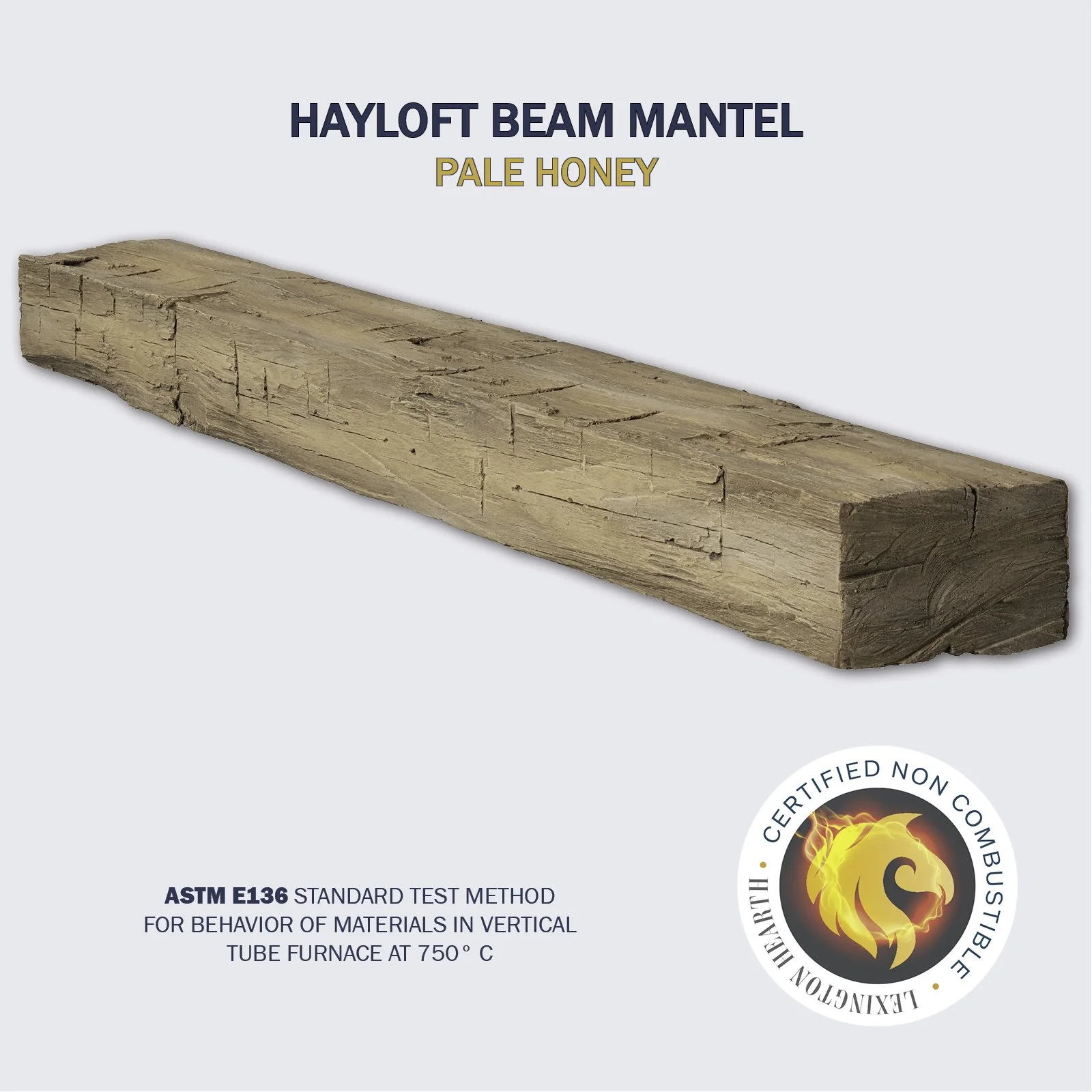 Lexington Hearth Hayloft Beam Non-Combustible Mantel — Pale Honey finish