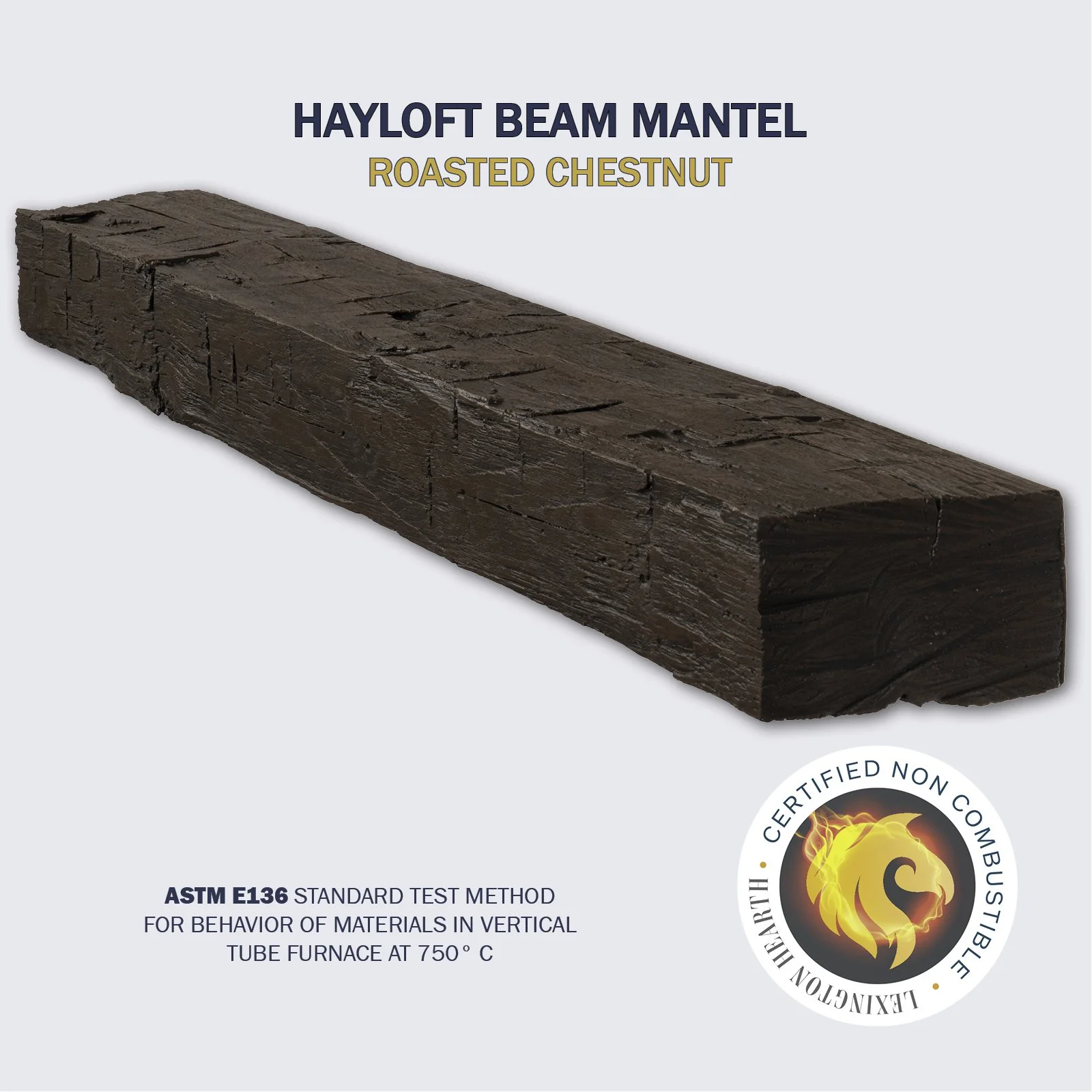 Lexington Hearth Hayloft Beam Non-Combustible Mantel — Roasted Chestnut finish