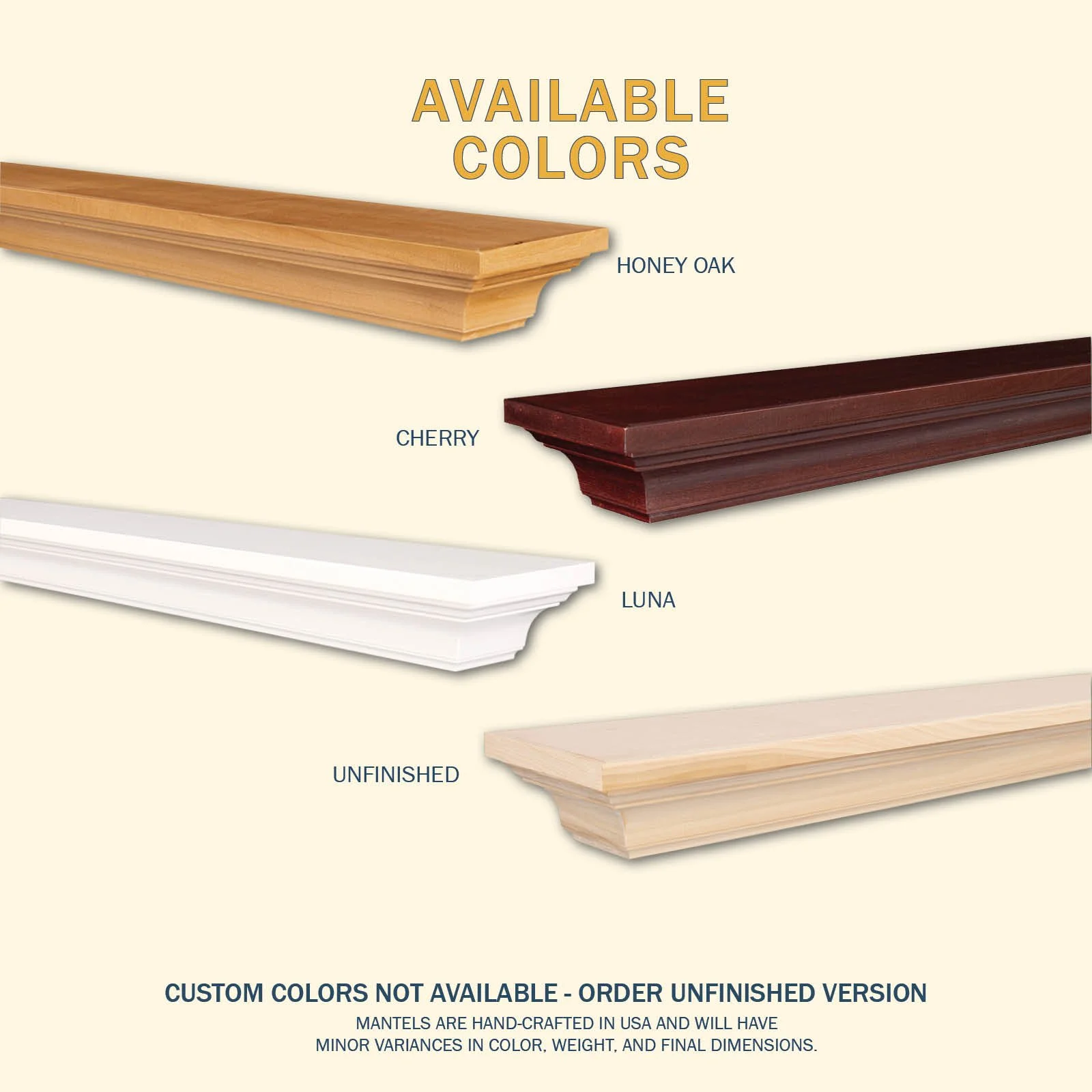 Lexington Hearth Kenton Wood Mantel Shelf Kit — Available colors