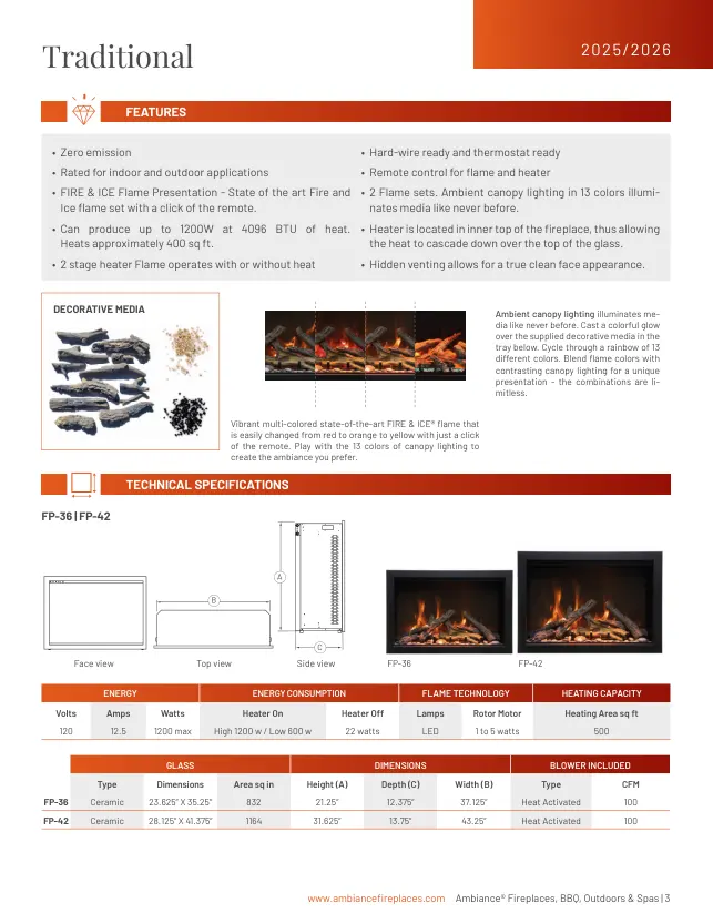 Ambiance® Ambiance® Linear 60 Electric Fireplace — official catalog page