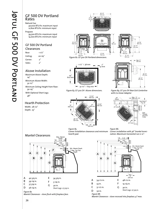 Jotul GF 500 DV Portland — official catalog page