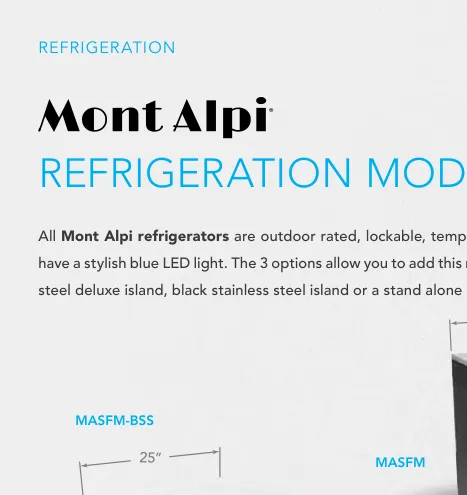 Mont Alpi Outdoor Rated Refrigerator Module — official manufacturer image